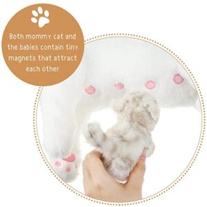 Nurturing Cat Stuffed Animal with Plush Kittens, Cat Baby Stuffed Animals for Girls and Boys Plushy Kitty Mommy Cat with 4 Baby Cats for Birthday Party Favors Gifts (Lovely Style)