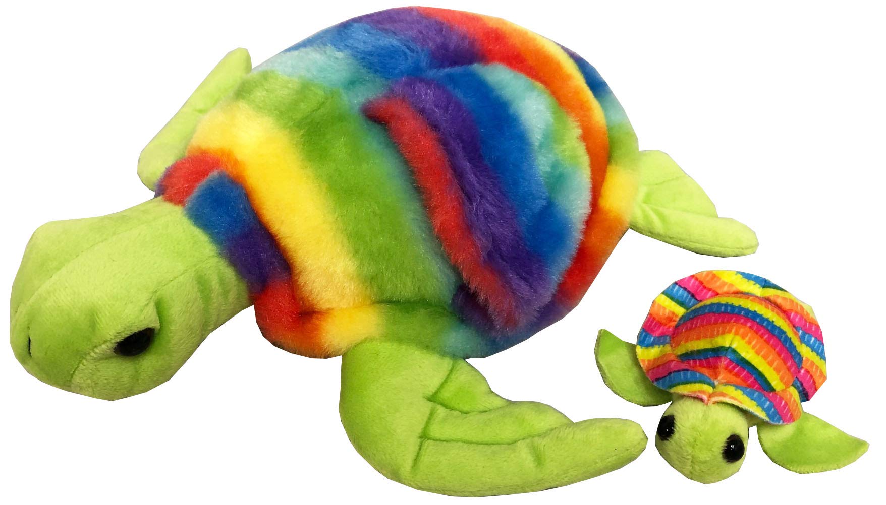 Fun Stuff Rainbow Sea Turtle Stuffed Animals – 18-inch Stuffed Turtle with Baby Sea Turtle Plush – Plush Turtles | Sea Turtle Stuffed Animal