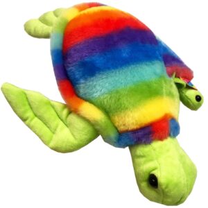 Fun Stuff Rainbow Sea Turtle Stuffed Animals – 18-inch Stuffed Turtle with Baby Sea Turtle Plush – Plush Turtles | Sea Turtle Stuffed Animal