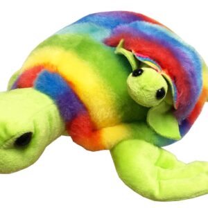 Fun Stuff Rainbow Sea Turtle Stuffed Animals – 18-inch Stuffed Turtle with Baby Sea Turtle Plush – Plush Turtles | Sea Turtle Stuffed Animal