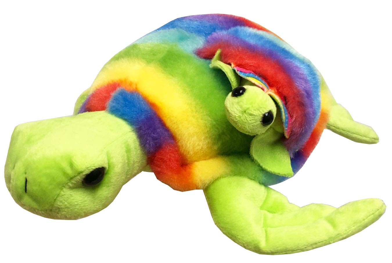 Fun Stuff Rainbow Sea Turtle Stuffed Animals – 18-inch Stuffed Turtle with Baby Sea Turtle Plush – Plush Turtles | Sea Turtle Stuffed Animal