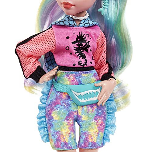 Monster High Lagoona Blue Fashion Doll with Colorful Streaked Hair, Signature Look, Accessories & Pet Piranha