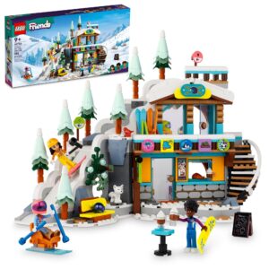 lego friends holiday ski slope and café 41756 building toy set, creative fun for ages 9+ with 3 mini-dolls and lots of accessories, a gift for kids who love snow sports or role playing