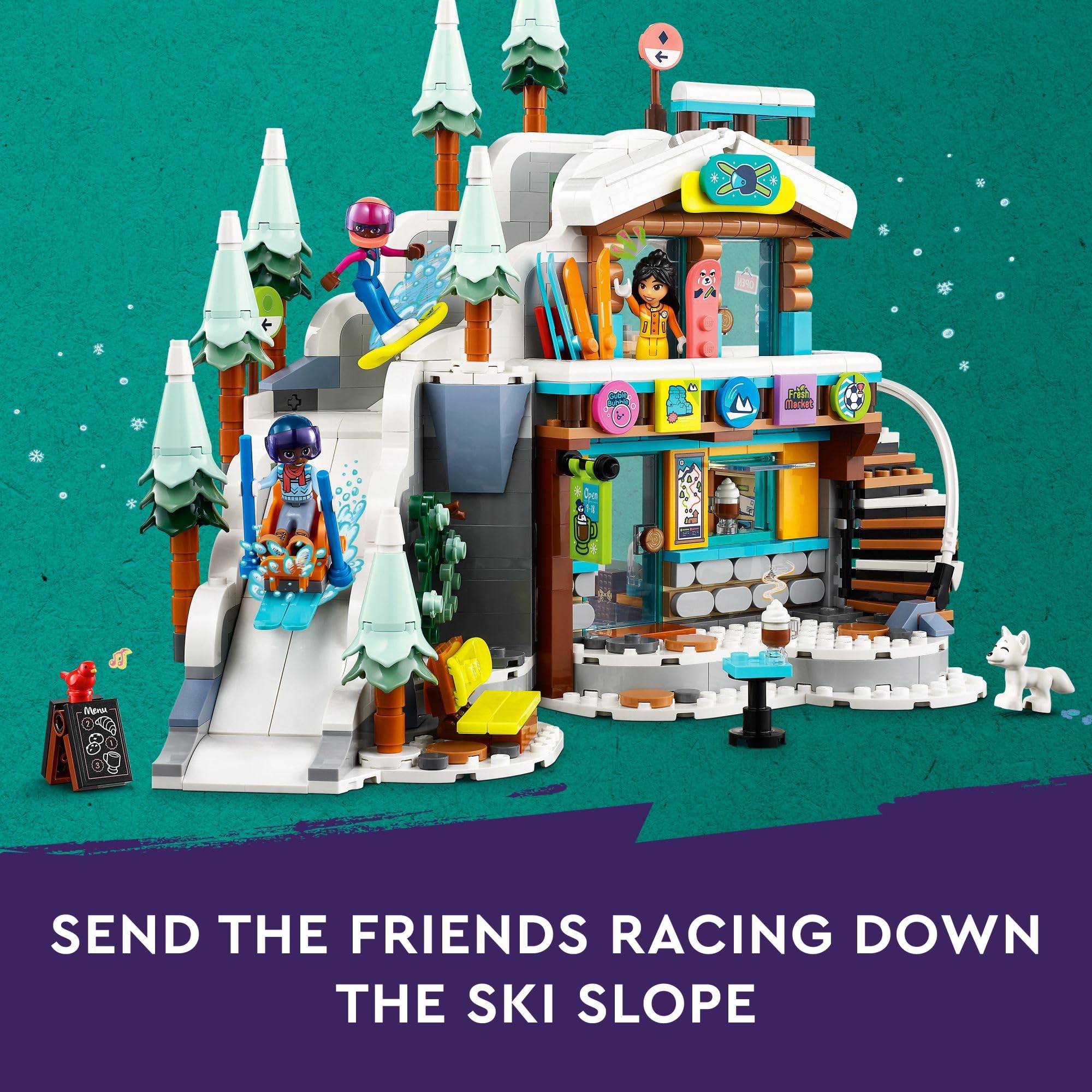 LEGO Friends Holiday Ski Slope and Café 41756 Building Toy Set, Creative Fun for Ages 9+ with 3 Mini-Dolls and Lots of Accessories, A Gift for Kids Who Love Snow Sports or Role Playing