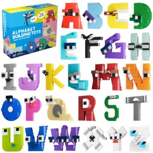 lingtoolator habet letter lore building blocks set, a-z alphabets education toys abc alphabet learning toys, abc learning for toddlers alphabet knowledge building bricks for boys girls (943 pcs)