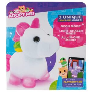 Adopt Me! Neon Unicorn Light-Up Plush - Soft and Cuddly - Three Light-Up Modes - Directly from The #1 Game, Exclusive Virtual Item Code Included - Toys for Kids - Ages 6+