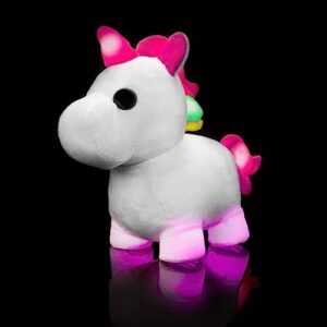 Adopt Me! Neon Unicorn Light-Up Plush - Soft and Cuddly - Three Light-Up Modes - Directly from The #1 Game, Exclusive Virtual Item Code Included - Toys for Kids - Ages 6+