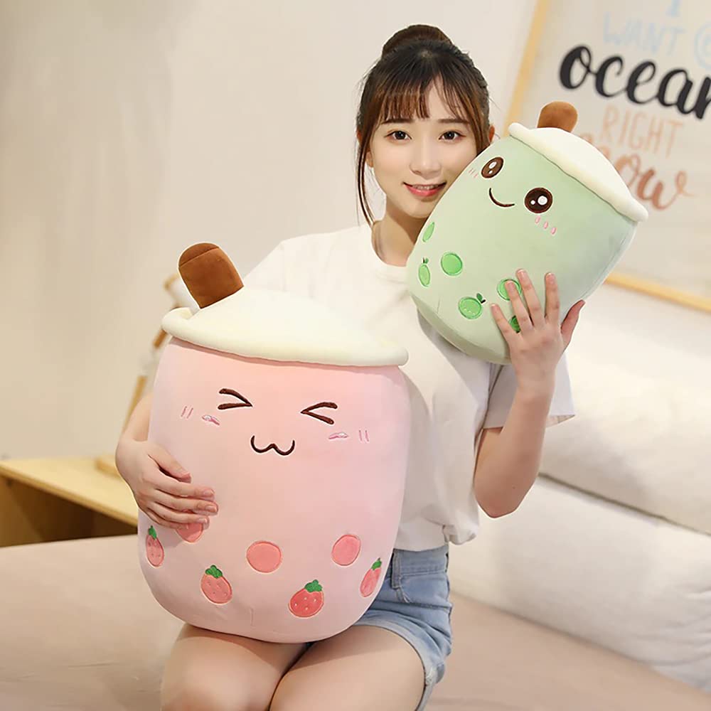 VHYHCY Cute Stuffed Boba Plush Bubble Tea Plushie Pillow Milk Cup Food Plush, Soft Kawaii Hugging Toys Gifts for Kids(Pink, 9.4 inch)