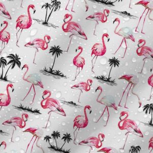 MEHOFOND Flamingo Shower Curtain Pink Flamingos in Vintage Style Illustration Love and Romantic Animals Watercolor Bath Chic Tropical Home Bathroom 72x72 Inches