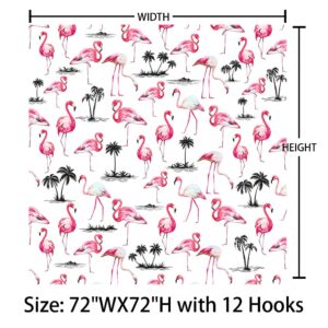 MEHOFOND Flamingo Shower Curtain Pink Flamingos in Vintage Style Illustration Love and Romantic Animals Watercolor Bath Chic Tropical Home Bathroom 72x72 Inches