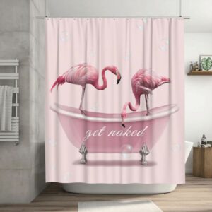 pink flamingo shower curtain flamingo tropical bathroom decor get naked animals shower curtain fabric polyester waterproof with plastic hooks 60" x 72"