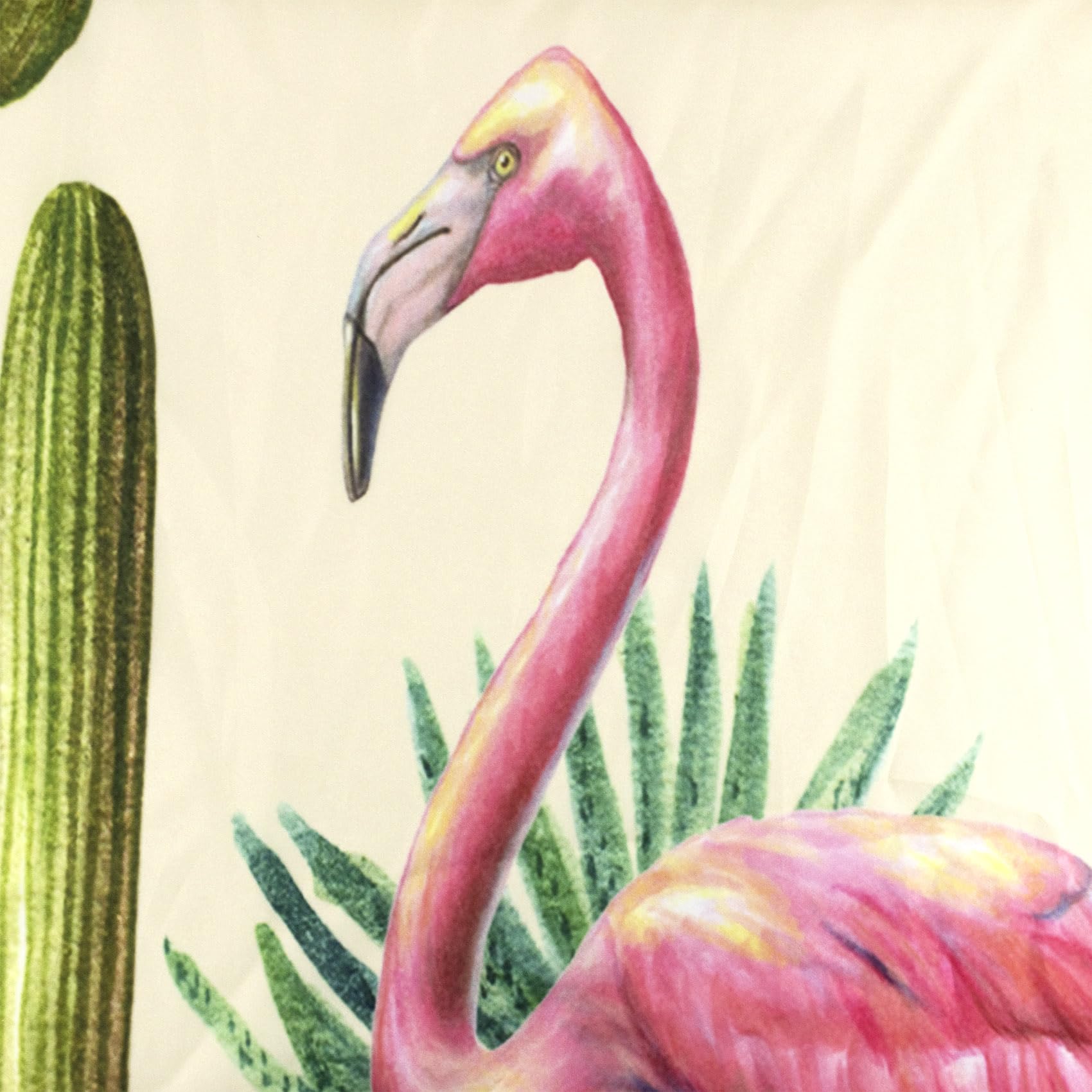 HVEST Cactus Flamingo Shower Curtain for Bathroom, Tropical Green Succulent and Pink Flamingo on Beige Shower Curtain with Hooks, 72X72 inches Sage Green Plant Polyester Fabric Bathroom Curtain