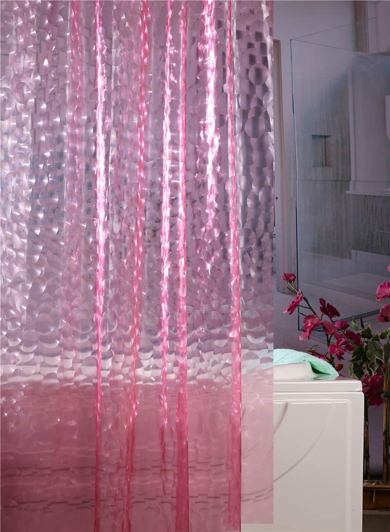 Adwaita Newest Design 3D Bubbles Shower Curtain Liner, No Odors,Eco Friendly(Pink)