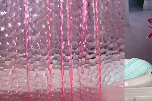 Adwaita Newest Design 3D Bubbles Shower Curtain Liner, No Odors,Eco Friendly(Pink)