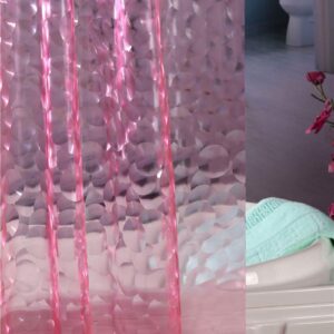 Adwaita Newest Design 3D Bubbles Shower Curtain Liner, No Odors,Eco Friendly(Pink)