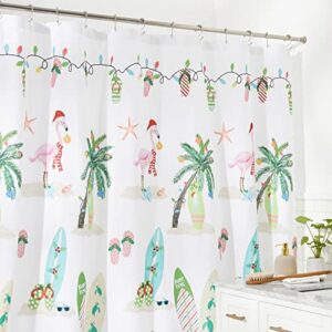 Avanti Linens - Fabric Shower Curtain, Holiday Bathroom Decor (Flamingo Jingle Collection, 72")