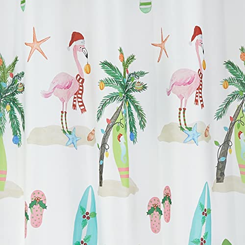 Avanti Linens - Fabric Shower Curtain, Holiday Bathroom Decor (Flamingo Jingle Collection, 72")