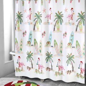 Avanti Linens - Fabric Shower Curtain, Holiday Bathroom Decor (Flamingo Jingle Collection, 72")