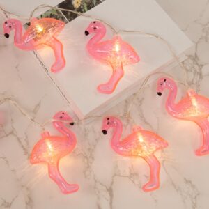 domestar 10ft pink flamingo lights, led flamingo string lights battery operated fairy lights outdoor tropical hawaiian luau party wedding birthday decor