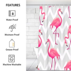 Aglebo Beautiful Tropical Geometric Flamingo Shower Curtain Fabric Shower Curtain Set with 12 Hooks Water-Proof 72 * 72 Inches for Bathroom Beach Caravan Hotel