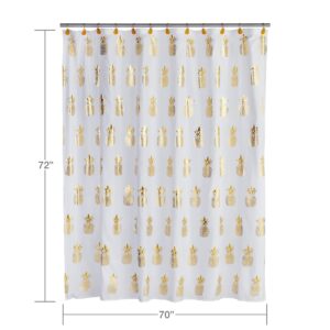 SKL Home by Saturday Knight Ltd. Gilded Pineapple Shower Curtain, White 72.00" x 70.00"