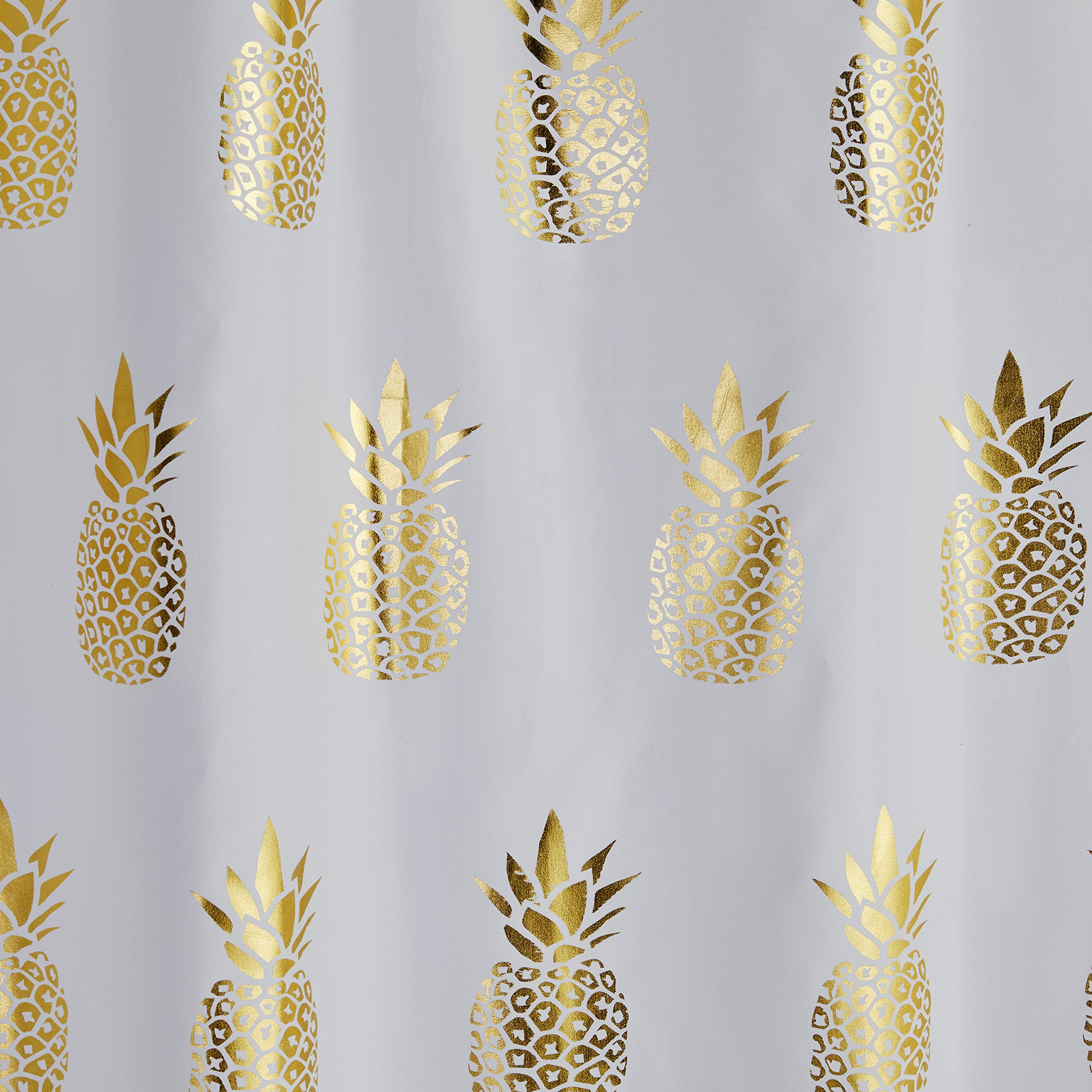 SKL Home by Saturday Knight Ltd. Gilded Pineapple Shower Curtain, White 72.00" x 70.00"