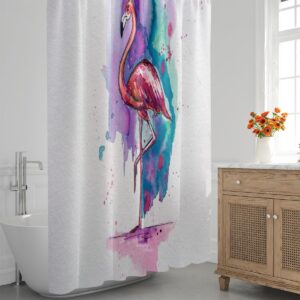 Aglebo Beautiful Watercolor Flamingo Shower Curtain Fabric Shower Curtain Set with 12 Hooks Water-Proof 72 * 72 Inches for Bathroom Beach Caravan Hotel