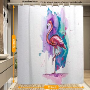 Aglebo Beautiful Watercolor Flamingo Shower Curtain Fabric Shower Curtain Set with 12 Hooks Water-Proof 72 * 72 Inches for Bathroom Beach Caravan Hotel