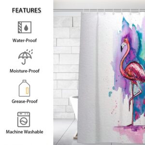 Aglebo Beautiful Watercolor Flamingo Shower Curtain Fabric Shower Curtain Set with 12 Hooks Water-Proof 72 * 72 Inches for Bathroom Beach Caravan Hotel