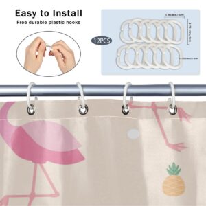 Aglebo Pineapple Flamingo Polka Dots Shower Curtain Fabric Shower Curtain Set with 12 Hooks Water-Proof 72 * 72 Inches for Bathroom Beach Caravan Hotel