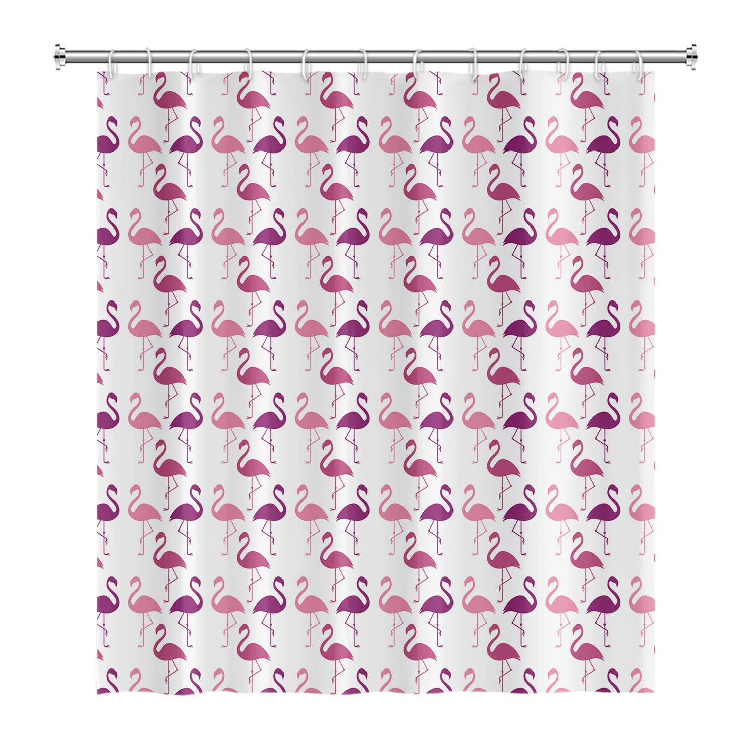 Umpoo Flamingo Checkered Bathroom Shower Curtain Tropical Pink Purple Flamingos Pattern Shower Curtain with Hooks Waterproof Fabric Polyester Shower Curtain for Girly Bath Decorative, 72x72 Inch