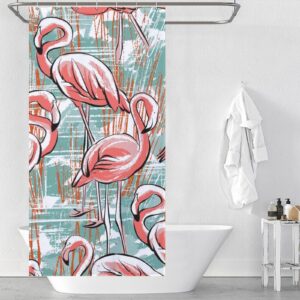 LAKIMCT Abstract Pink Flamingo Shower Curtain for Bathroom, Polyester Cloth Shower Curtain with Hooks, Modern Shower Curtain, Art Deco Shower Curtain, 36x72 inch Shower Curtain, 7 Hooks