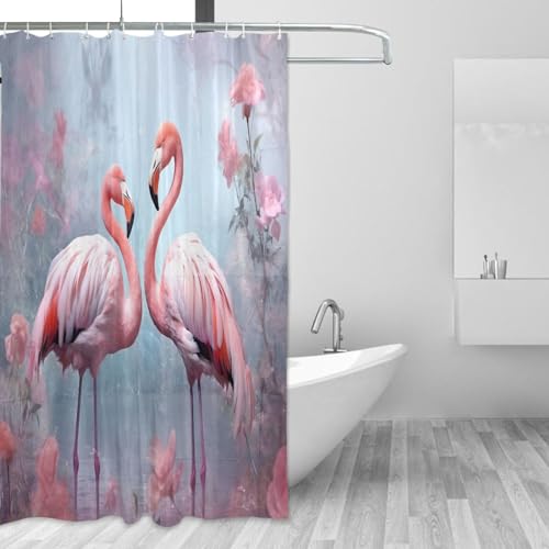 GOODOLD Pink Flamingos Shower Curtain Waterproof Fabric Shower Curtain 60" W x 72" H Shower Curtain Set with Hooks for Bathroom Decor, Machine Washable