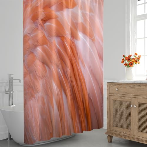 Aglebo Shower Curtain Flamingo Feather Fabric Shower Curtain Set with 12 Hooks Water-Proof 72 * 72 Inches for Bathroom Beach Caravan Hotel