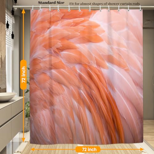 Aglebo Shower Curtain Flamingo Feather Fabric Shower Curtain Set with 12 Hooks Water-Proof 72 * 72 Inches for Bathroom Beach Caravan Hotel