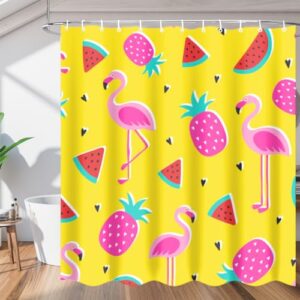 aglebo pineapple flamingos watermelon shower curtain fabric shower curtain set with 12 hooks water-proof 72 * 72 inches for bathroom beach caravan hotel