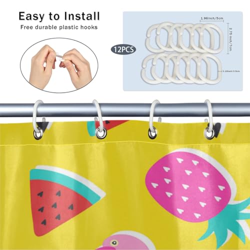 Aglebo Pineapple Flamingos Watermelon Shower Curtain Fabric Shower Curtain Set with 12 Hooks Water-Proof 72 * 72 Inches for Bathroom Beach Caravan Hotel