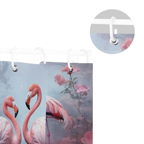 xigua Pink Flamingos Shower Curtain - 72x72 Inch Waterproof Fabric Shower Curtains with 12 Hooks - Modern Home Bathroom Hotel Spa Decorations