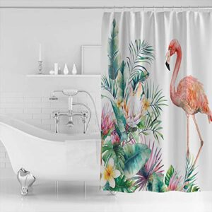 Shower Curtain, Summer Flamingo Washable Shower Curtain with Hooks Bath Decor Fabric Shower Curtains for Bathroom, Hotel, Stalls, Bathtubs, 36x72 in