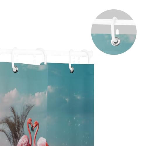 Kigai Flamingo Shower Curtains Waterproof Fabric Shower Curtain Bathroom Decoration with Hooks Washable Bathroom Shower Curtains 60x72 Inch