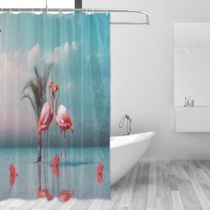 Kigai Flamingo Shower Curtains Waterproof Fabric Shower Curtain Bathroom Decoration with Hooks Washable Bathroom Shower Curtains 60x72 Inch