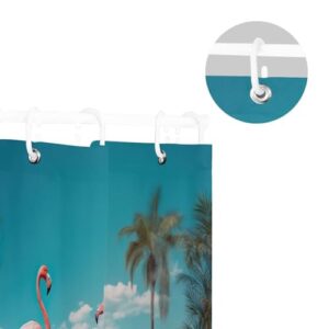 WELLDAY Shower Curtain Flamingos Bathroom Decor Waterproof Fabric with Hooks 60x72 Inch