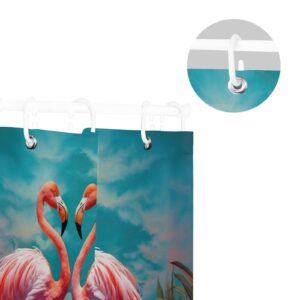 WELLDAY Shower Curtain Flamingos Bathroom Decor Waterproof Fabric with Hooks 60x72 Inch