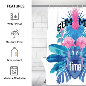 Aglebo Watercolor Tropical Flamingo Palm Leaves Shower Curtain Fabric Shower Curtain Set with 12 Hooks Water-Proof 72 * 72 Inches for Bathroom Beach Caravan Hotel