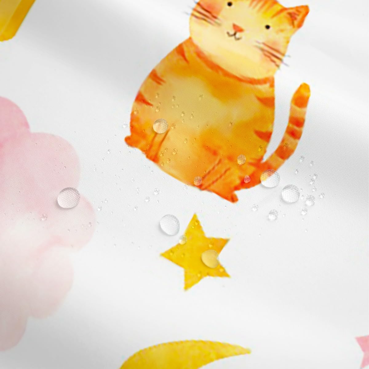 Halloween Rainbow Halloween Shower Curtain Gothic Bath Curtain Cute Ghost Bathroom Accessories 72"Wx78"L,Galaxy Moon Stars Clouds Toddler Kawaii Cat Kitten Halloween Decorations Pink Room Decor