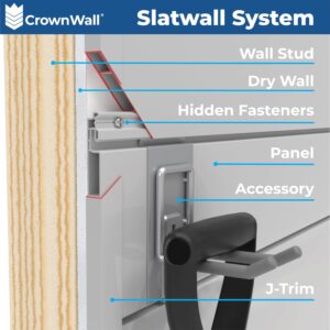 CrownWall PVC Slat Wall Panels Garage Wall Organizer Storage System | Heavy Duty Organization and Easy Installation | 6 Inch - 8ft by 4ft (32 sqft) Section, Graphite