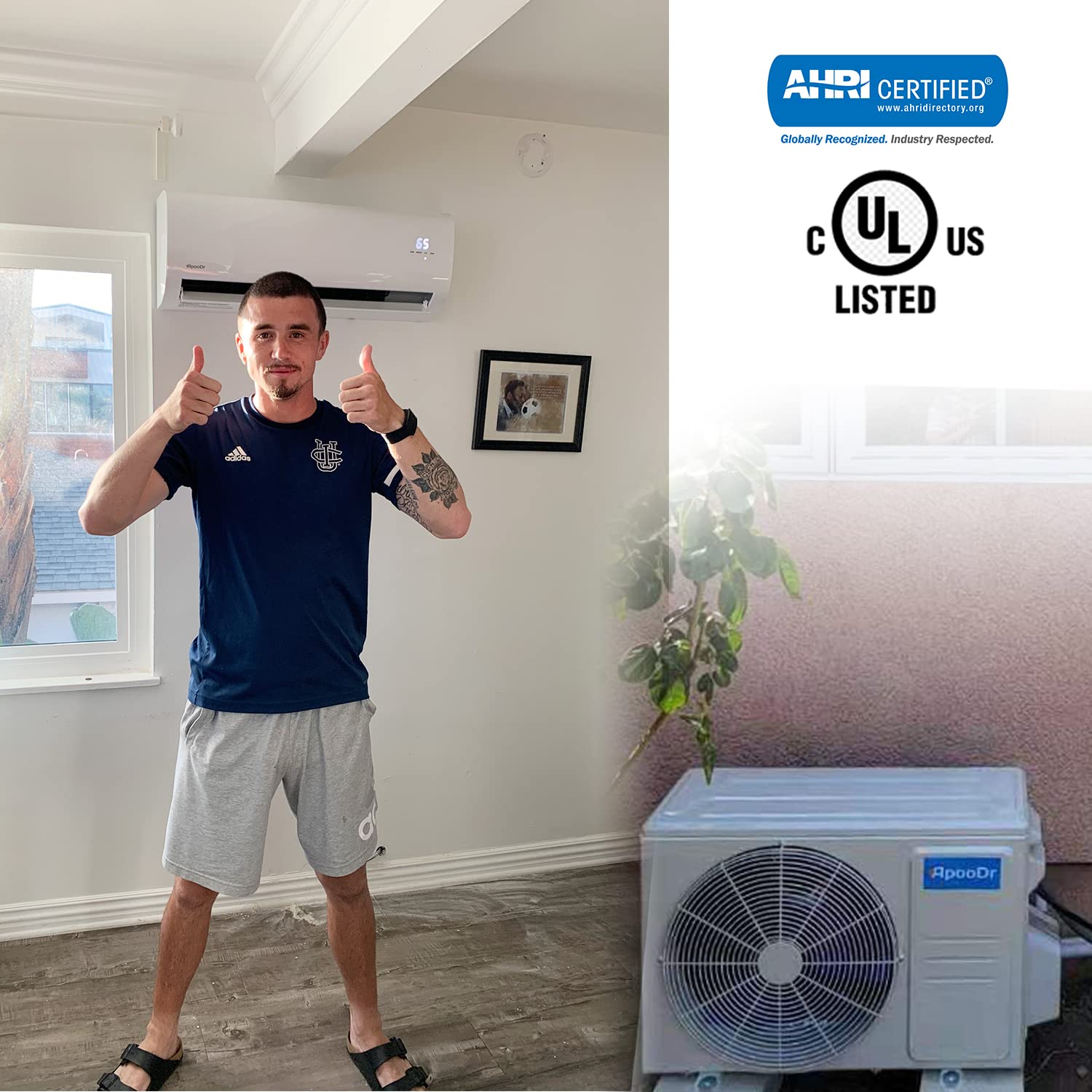 ApooDr 12000 BTU Mini Split Air Conditioner Ductless Inverter System 17.4 SEER2 with Heat Pump 110V 1 Ton,with Installation Kit