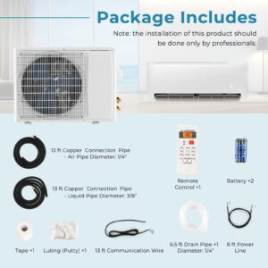 PETSITE 12,000 BTU Mini Split AC/Heating System, 21 SEER2 Ductless Inverter with Pre-Charged Heat Pump, Mini Split with Remote Control & Full Installation Kit (12000BTU, 208-230V, 21 SEER2)