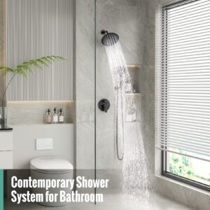 SR SUN RISE Black Shower Faucet - 3 Functions High Pressure 8 Inch Rain Shower Head System- 8 Settings Handheld Shower Head Fixtures- Valve Included - Matte Black