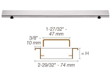 Schluter Kerdi-Line Brushed Stainless Steel Grate Assembly for Tile and Stone Coverings - Adjustable, Square Design - 3/4" Frame, 20" Length - KL1B19EB50